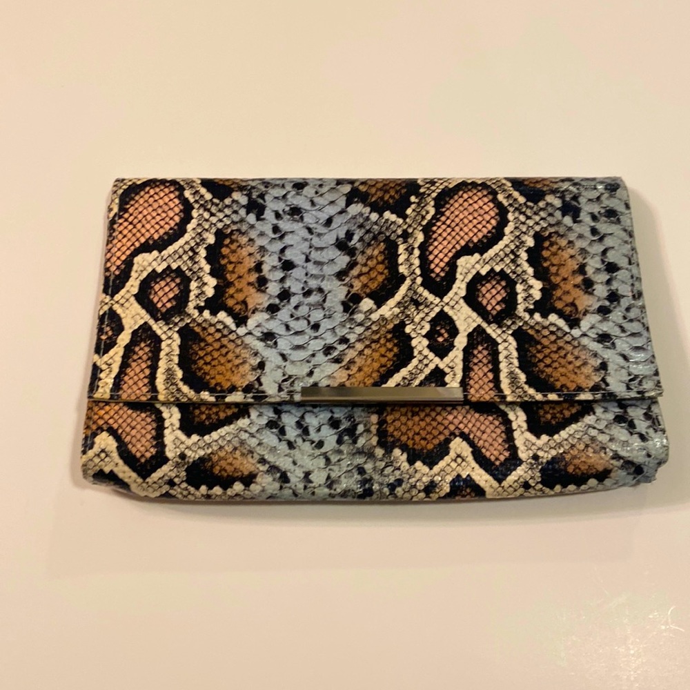 H&M Snake Print Clutch - Black, Brown, Cream